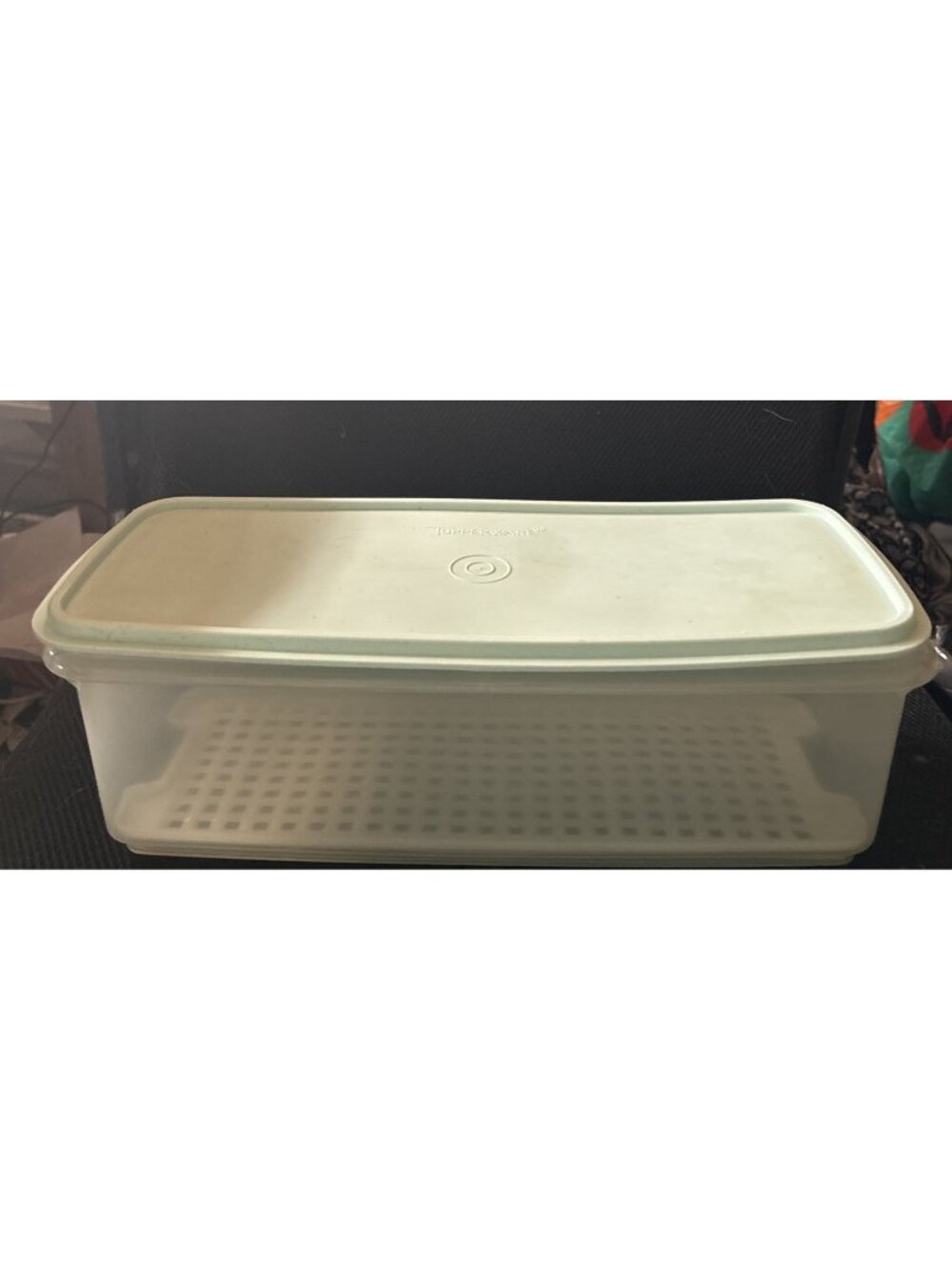 Vintage 70s Tupperware #892 Jadeite Green Celery Vegetable Keeper Storage w/ Lid